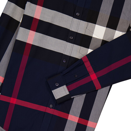 Burberry Check Stretch Poplin Shirt, Size X-Small 8018111