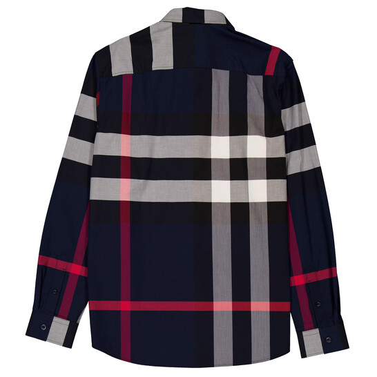 Burberry Check Stretch Poplin Shirt, Size Medium 8018111