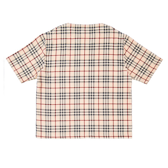BURBERRY チェック柄襟 Tシャツ 116cm BURBERRY】襟バーバリーチェック柄 コットンポロシャツ/black