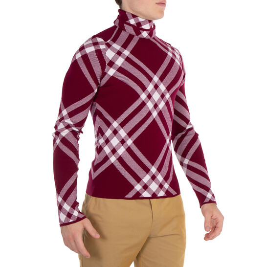 Burberry Check Wool Blend Turtleneck, Size Large 8077463