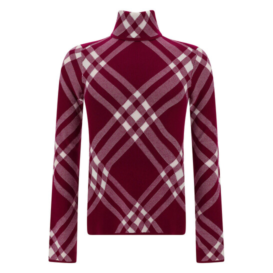 Burberry Check Wool Blend Turtleneck, Size Large 8077463