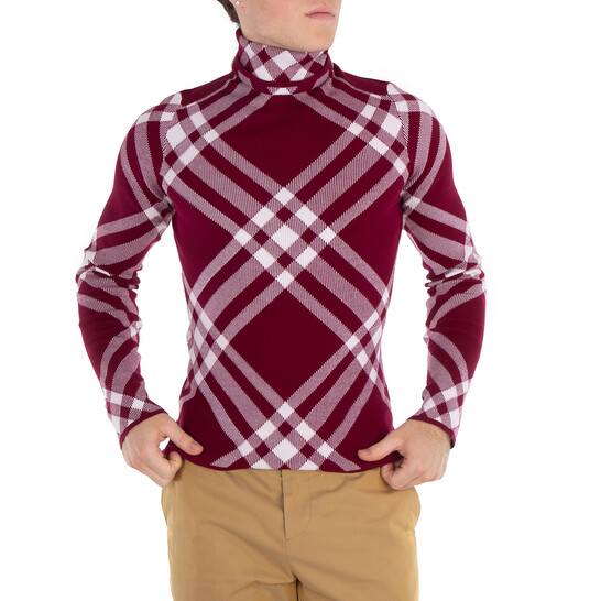 Burberry Check Wool Blend Turtleneck, Size Large 8077463