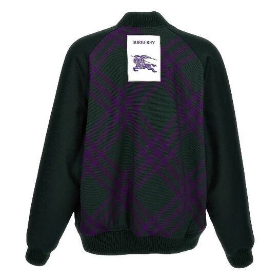 Burberry Checked Reversible Bomber Jacket With Zipper, Size