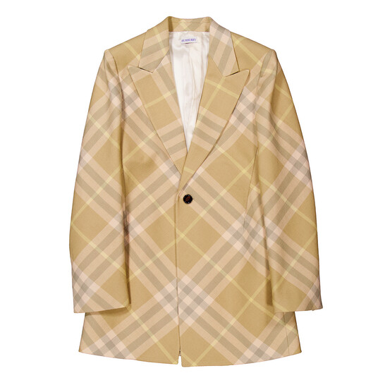 Burberry Checked Tailored Single-Breasted Blazer, Brand Size