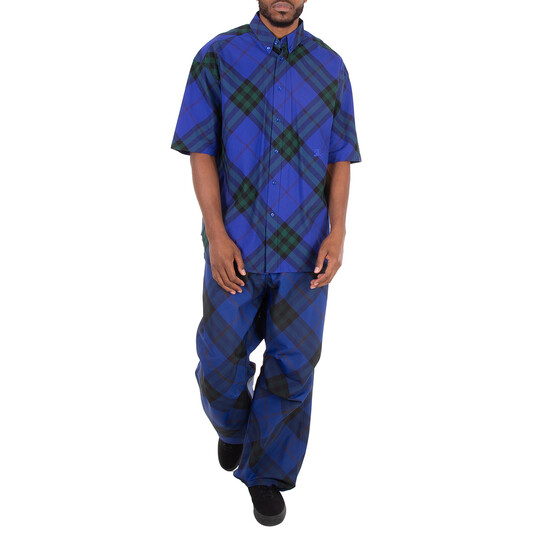 Burberry Check-Pattern Cotton Shirt, Size Large 8082902 - Clothing