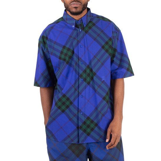Burberry Check-Pattern Cotton Shirt, Size Medium 8082902