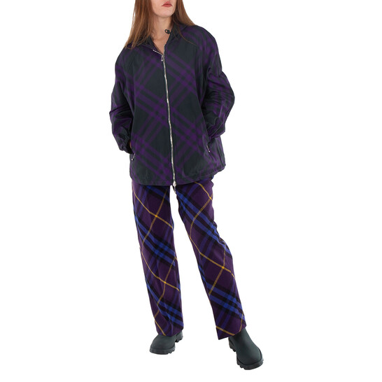 Burberry Check-Pattern Hooded Jacket, Size Large 8079011