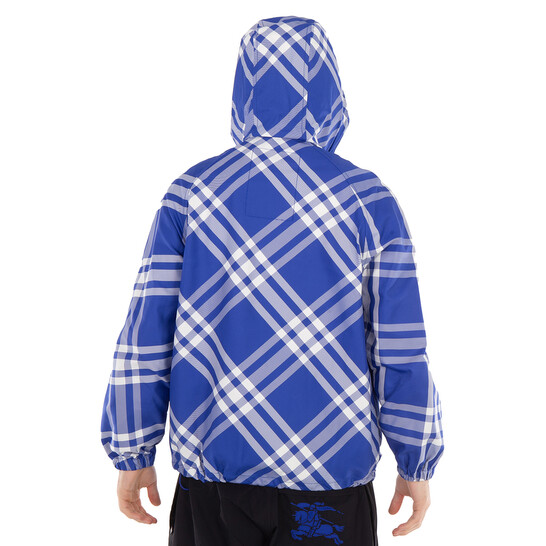 Burberry Check-Pattern Hooded Zip-Up Polyamide Jacket, Size