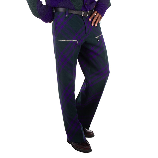 Burberry Check-Pattern Wool Trousers, Brand Size 44 Waist Size