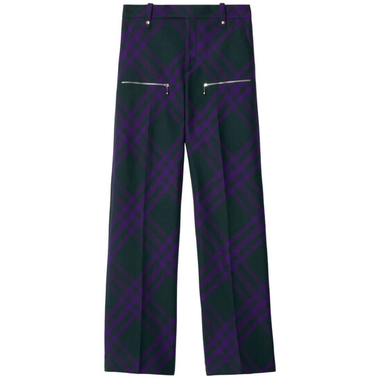 Burberry Check-Pattern Wool Trousers, Brand Size 44 ( Waist