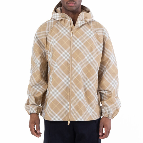Burberry Check-Print Hooded Jacket, Size Large 8089975 - Clothing