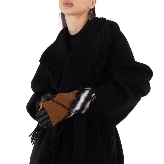 Burberry Chevron Lambskin Leather Gloves with Removable