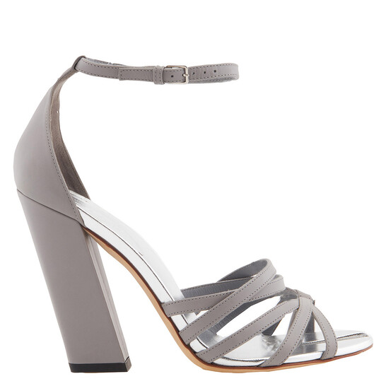 Burberry Cloud Grey Split-toe Detail Leather Hove Thong