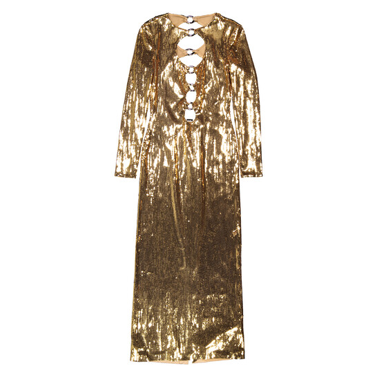 Burberry Corrine Sequin Cut-Out Maxi Dress - Gold, Brand