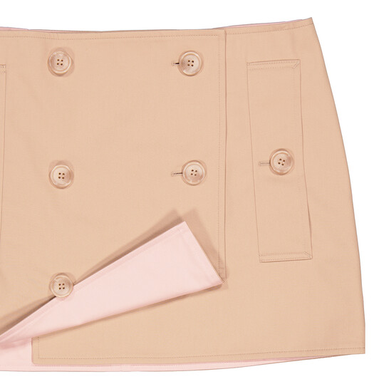 Burberry Ladies Pale Nude Cotton Gabardine Trench Mini Skirt
