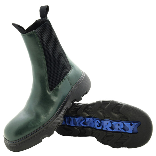 ショートブーツ・ブーティ Burberry Chelsea Wedge Boot In Dark Green Leather Burberry Chelsea Wedge boot in dark green leather - Boots