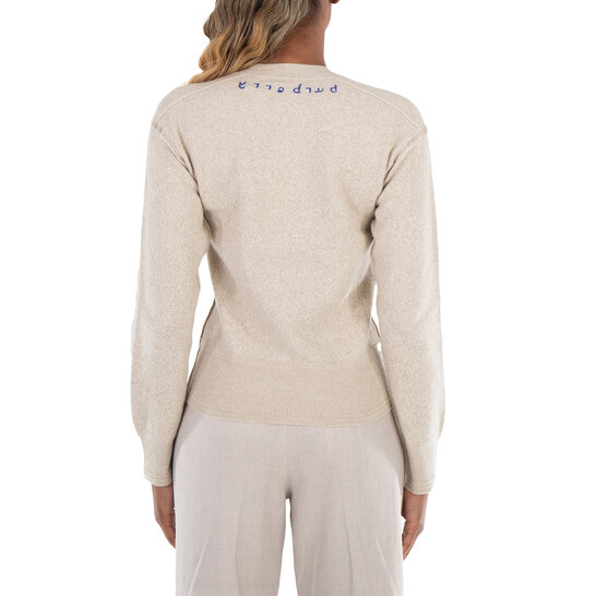 Burberry Crewneck Logo Embroidered Sweater, Size Large