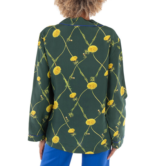 Burberry Dandelion-Print Silk Pyjama Shirt, Brand Size 8