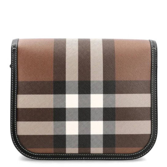 Burberry Dark Birch Brown Check And Leather Medium Elizabeth Bag