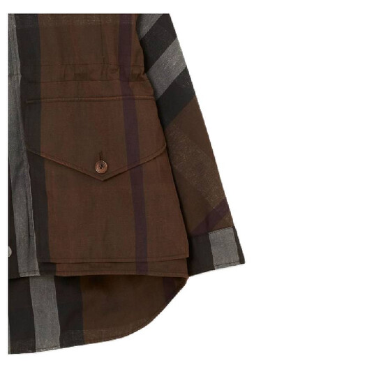 Burberry Dark Birch Brown Check Cotton Blend Field Jacket