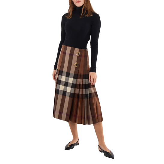 Burberry Dark Birch Brown Winifred Check Skirt, Brand Size 4