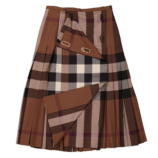 Burberry Dark Birch Brown Winifred Check Skirt, Brand Size 4