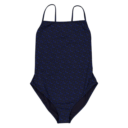 Burberry Deep Royal Blue TB Monogram Print One-Piece Swimsuit
