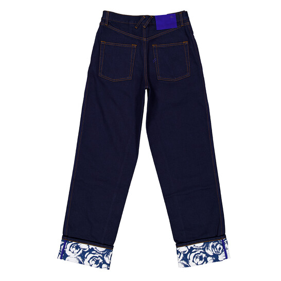 Burberry Denim Rose Print Straight Leg Boyfriend Jeans