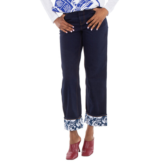 パンツ Burberry Flower Design Denim's Burberry Denim Rose Print Straight Leg Boyfriend Jeans, Waist Size