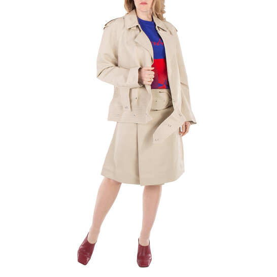 Burberry Double-Breasted Canvas Trench Jacket, Brand Size 8
