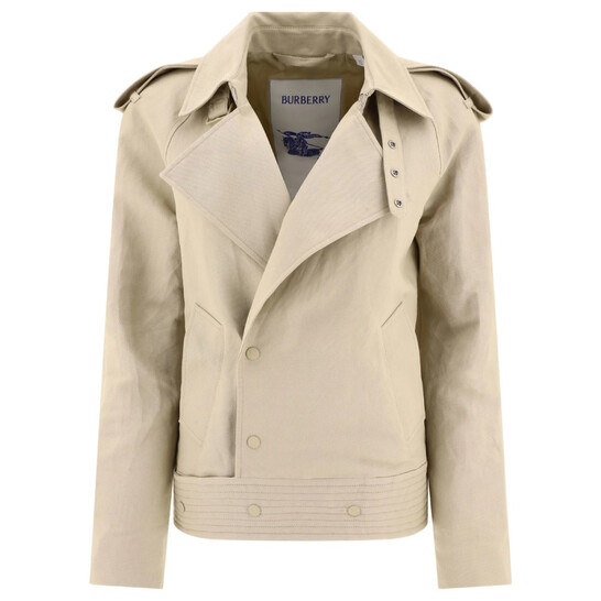 ジャケット BURBERRY Woman Jacket Beige 8087349 Burberry Double-Breasted Canvas Trench Jacket, Brand Size 8