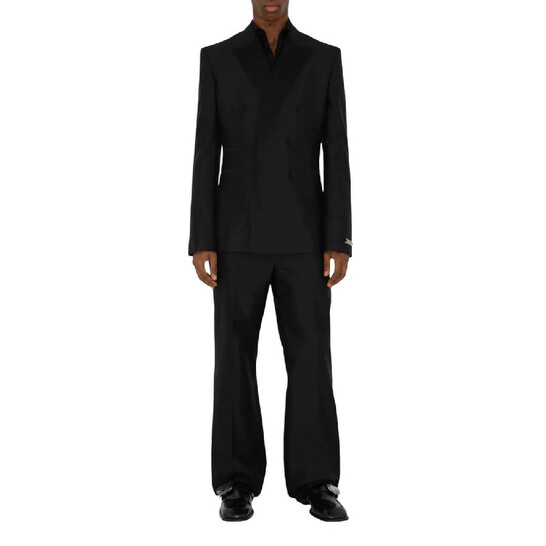 Burberry Double-Breasted Wool-Blend Blazer, Brand Size 48R