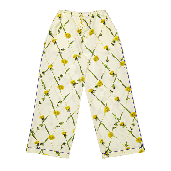 Burberry Drawstring Floral-Print Silk Pants, Brand Size 10 (US