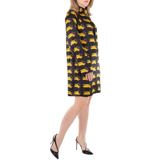Burberry Duck Print Silk Minidress, Brand Size 8 (US Size 6