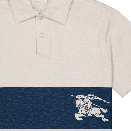 Burberry EKD Striped Cotton Polo Shirt, Size Medium 8091883