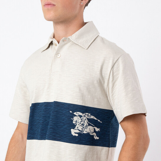Burberry EKD Striped Cotton Polo Shirt, Size Medium 8091883