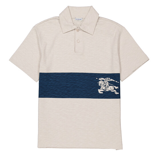 Burberry EKD Striped Cotton Polo Shirt, Size Small 8091883