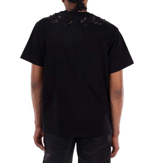 Burberry Embellished Crystal Oak Leaf Crest Cotton T-Shirt