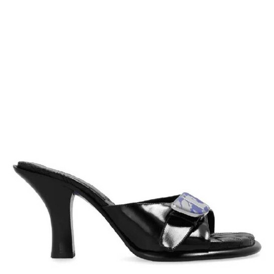 Burberry Equestrian Knight Bay Leather Sandals, Brand Size