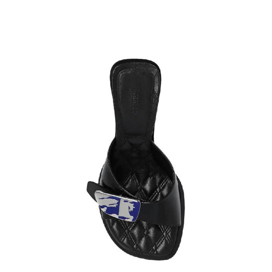 Burberry Equestrian Knight Bay Leather Sandals, Brand Size
