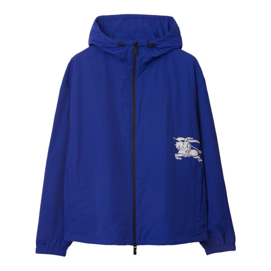 Burberry Equestrian Knight-Applique Hooded Jacket, Size