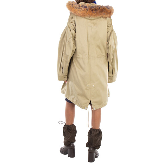 Burberry Faux-Fur Hood Parka Coat, Size Medium 8079197