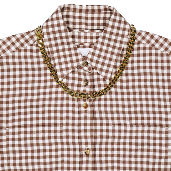 Burberry Gingham Cotton Check Chain Detail Shirt, Brand Size