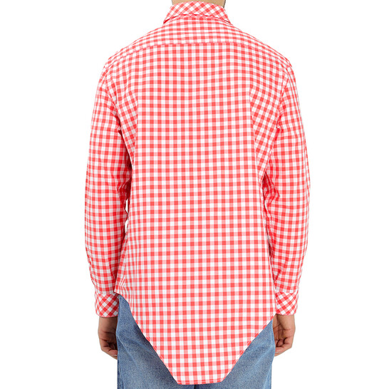 Burberry Gingham Cotton Cut-out Hem Oversized Shirt, Size XX