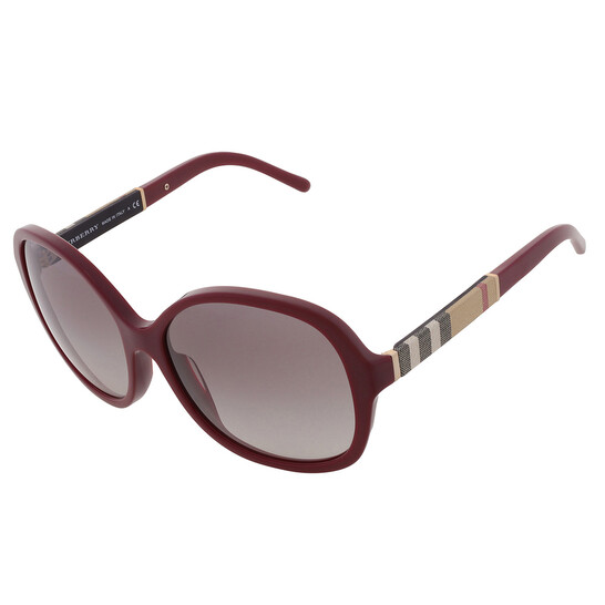 ● BURBERRY ● サングラス Bordeaux / Gradient Grey / 58mm Burberry Gradient Grey Round Ladies Sunglasses BE4178 340311