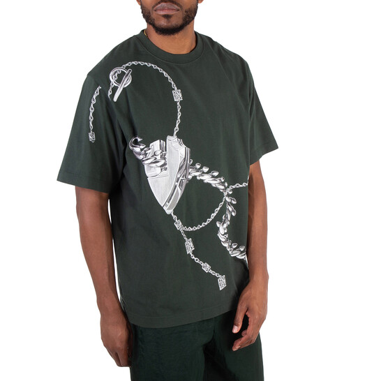 Burberry Graphic Print Crewneck Cotton T-Shirt, Size Medium