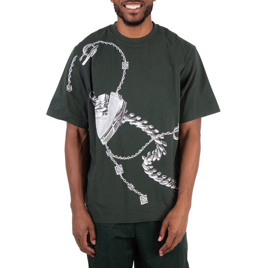 Burberry Graphic Print Crewneck Cotton T-Shirt, Size Medium