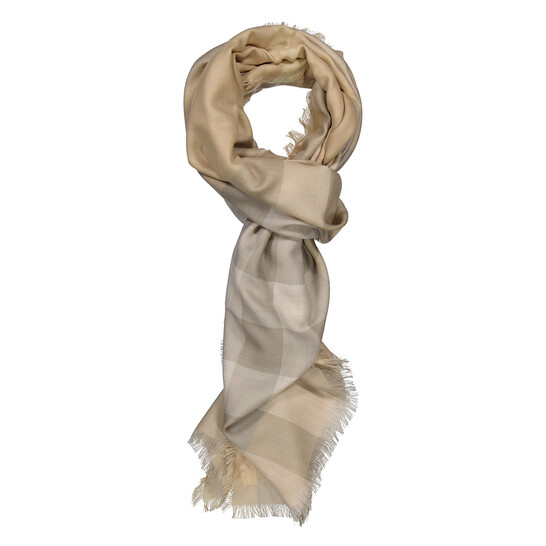 Burberry Half Mega Check Cashmere Silk Fringed Scarf 8083551