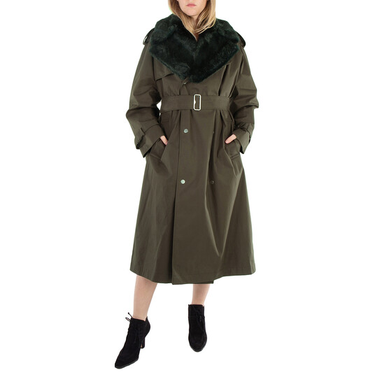 Burberry High Neck Check Print Trench Coat, Brand Size 6 (US