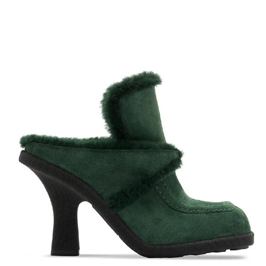 Burberry Highland Equestrian Knight Motif Suede Mules, Brand Size